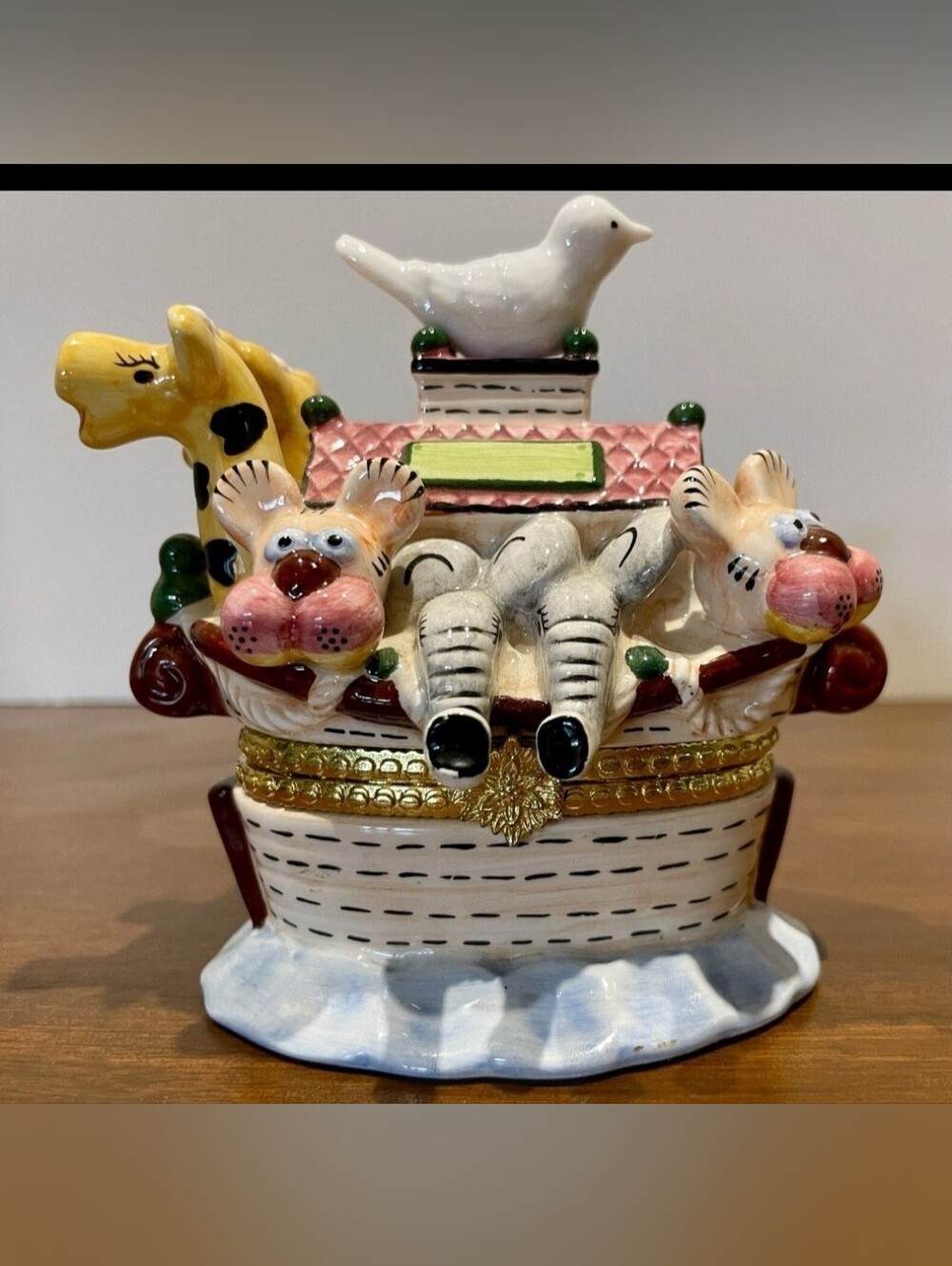 Noah's Ark Trinket Box Hinged Porcelain Mordechai Hazan Judaica Imports